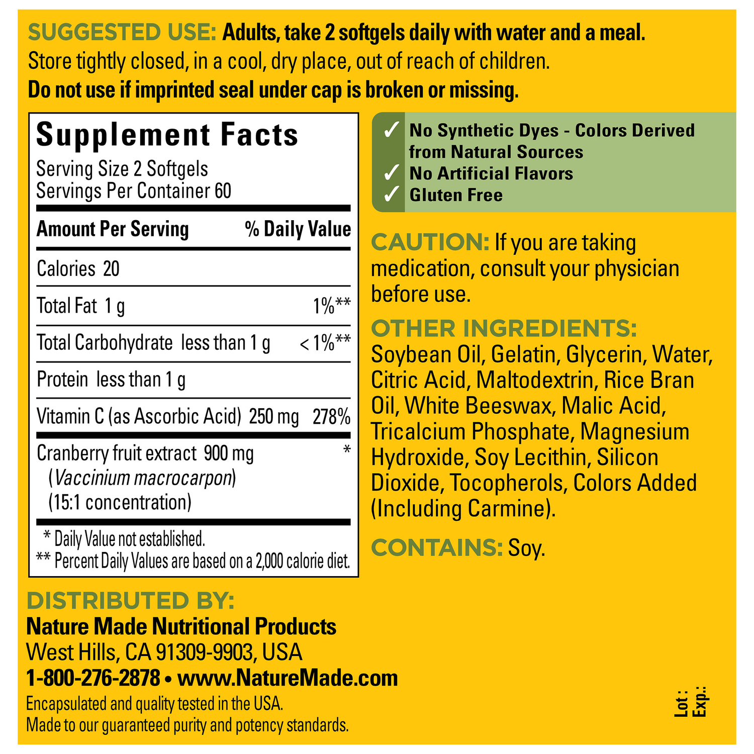 Cranberry 450 mg Extract with Vitamin C Softgels | 120