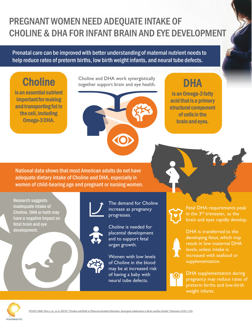 Choline and DHA in Maternal and Infant Nutrition: Synergistic Implications in Brain and Eye Health (2019)