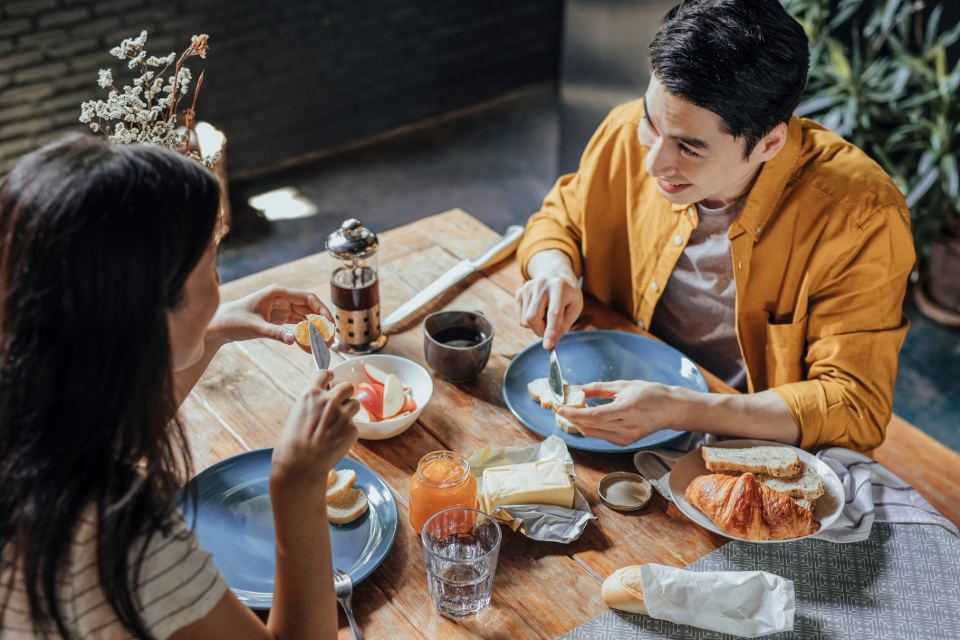 People enjoying a meal together.