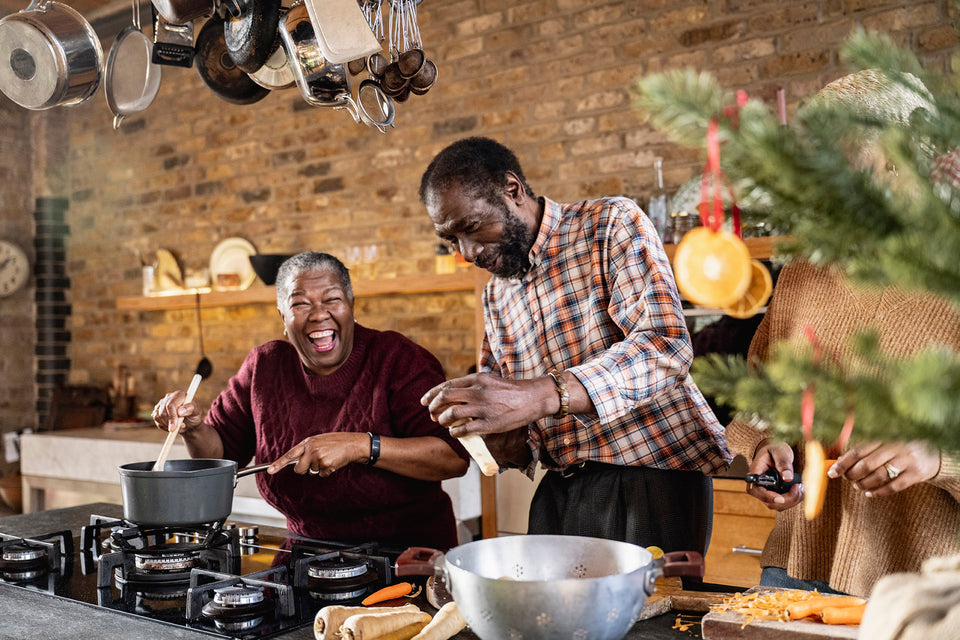 People enjoying cooking winter recipes