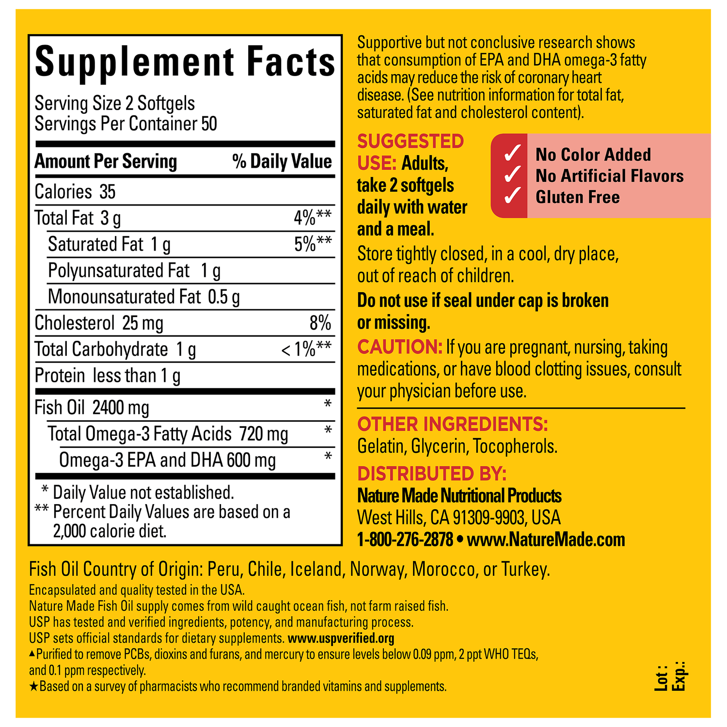 The Daily 4™ Value Pack | Fish Oil 1200 mg Softgels Supplement Facts