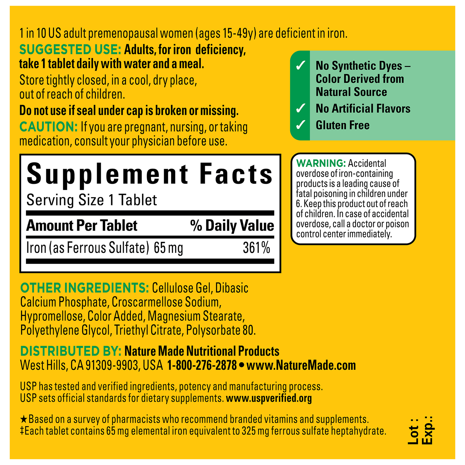 Nature Made - Iron 65 mg - 180 Tablets Nature Made - Iron 65 mg - 180 Tablets