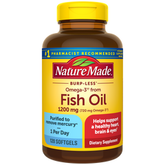 Burp-Less♦ Omega-3 From Fish Oil 1200 mg Softgels, One Per Day