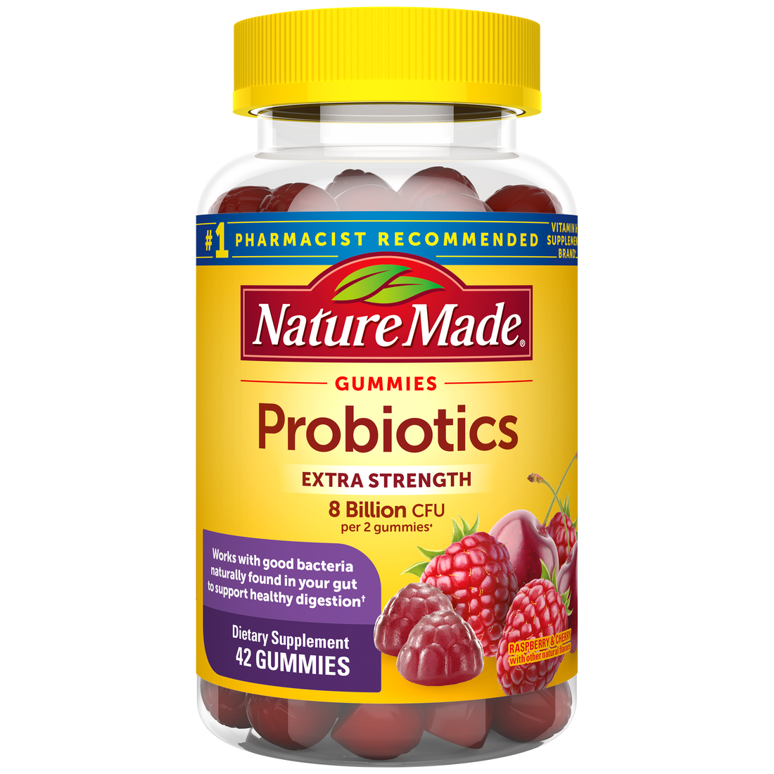 Nature Made Digestive Probiotics Extra Strength 8 Billion CFU per 2 Gummies