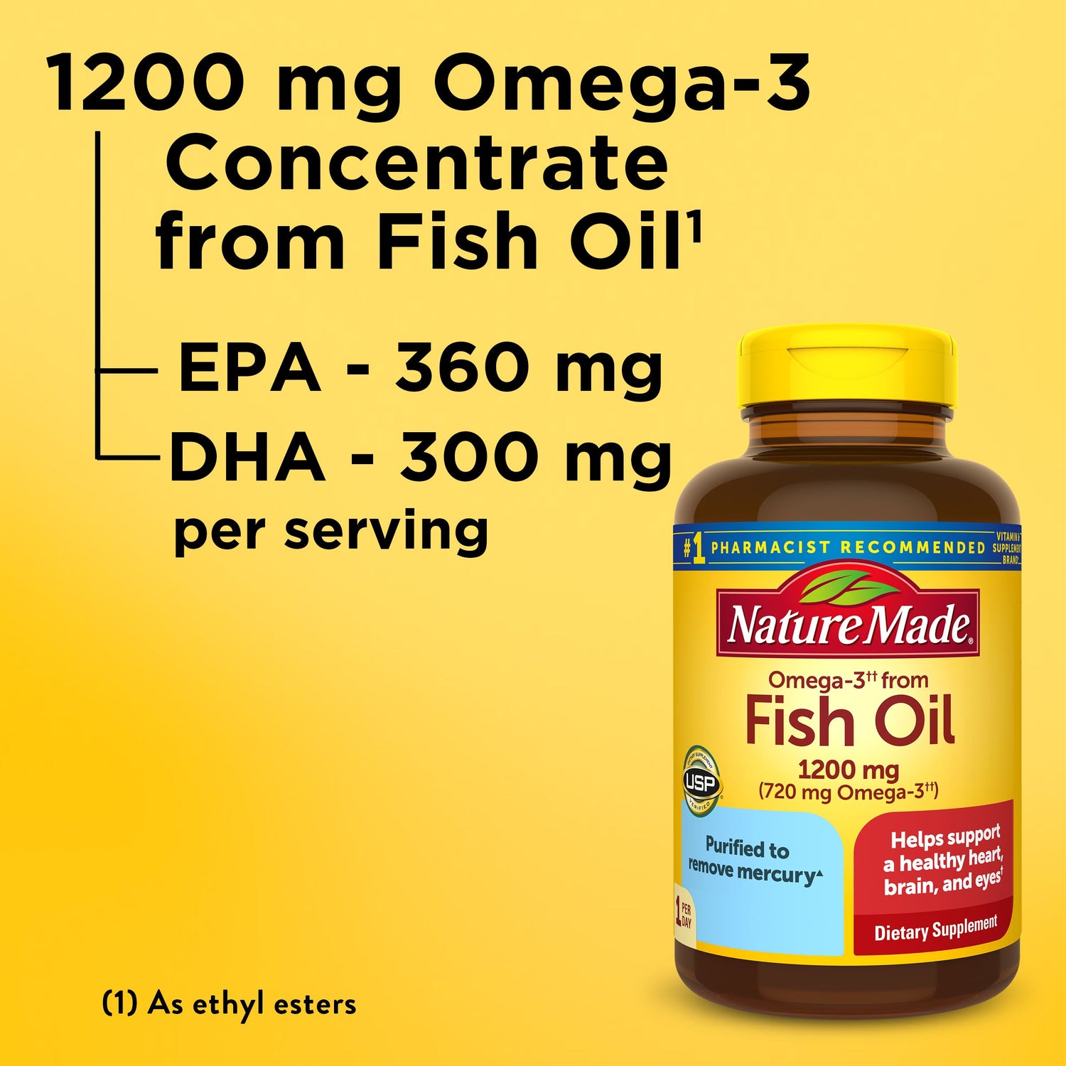 Omega-3 From Fish Oil 1200 mg Softgels | Reduce Risk of Heart Disease | Nature Made®