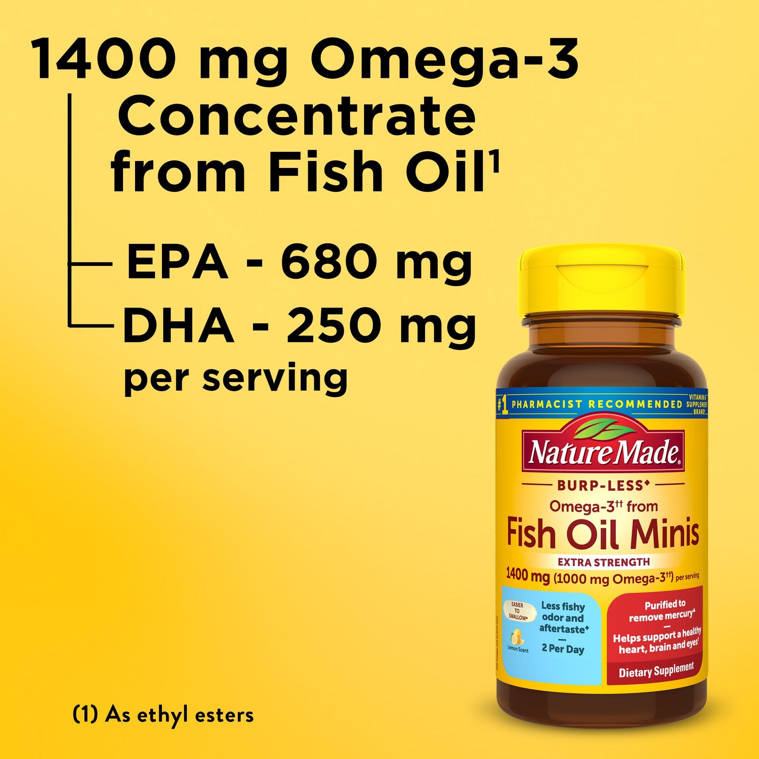Nature Made Extra Strength Burp Less Omega 3 Fish Oil 1400 mg Minis