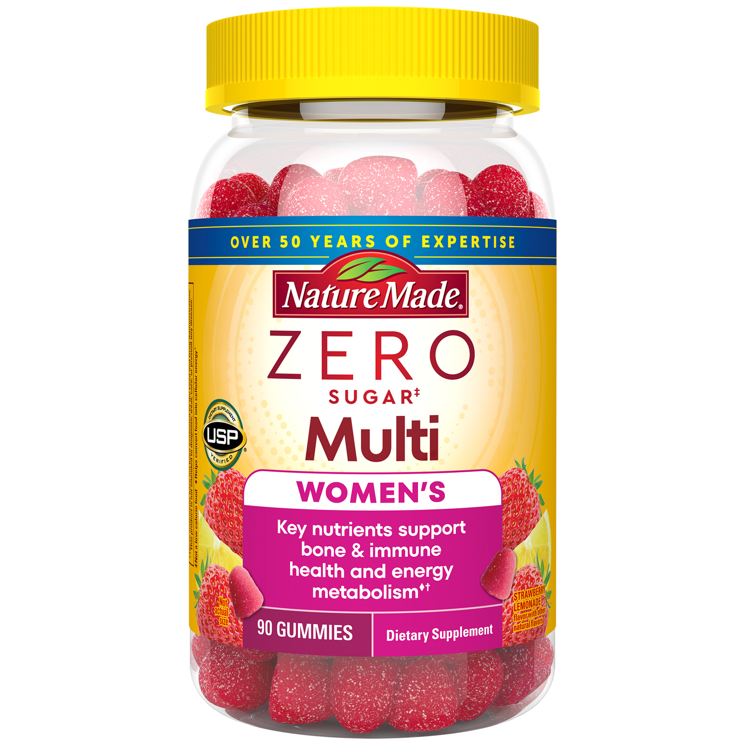 Zero Sugar‡ Women's Multivitamin Gummies | Nature Made Zero Sugar Multi Women's gummy supplement bottle.