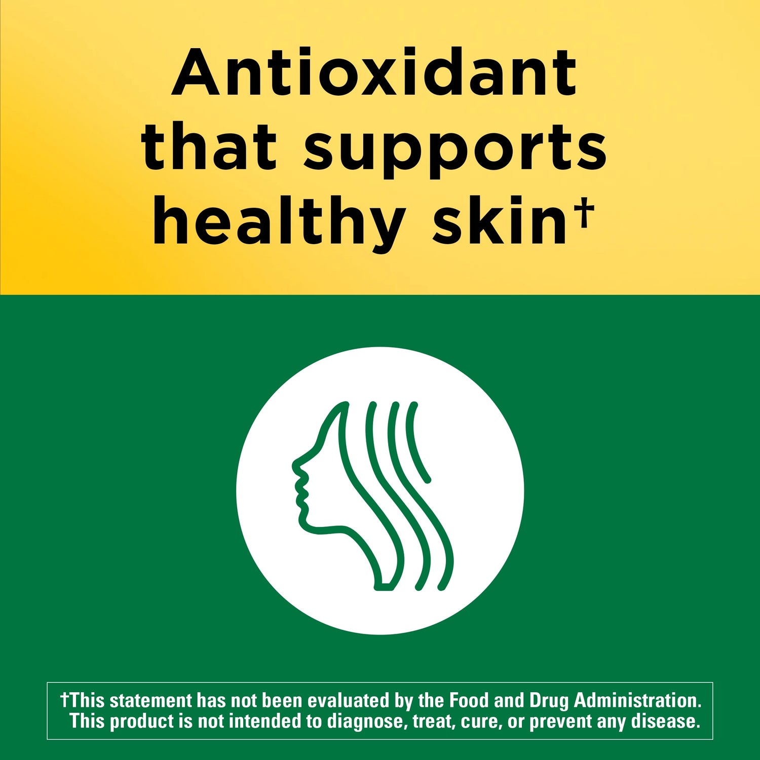 Vitamin E 1000 IU (450 mg) dl-Alpha Softgels | Antioxidant that supports healthy skin on a yellow and green background.
