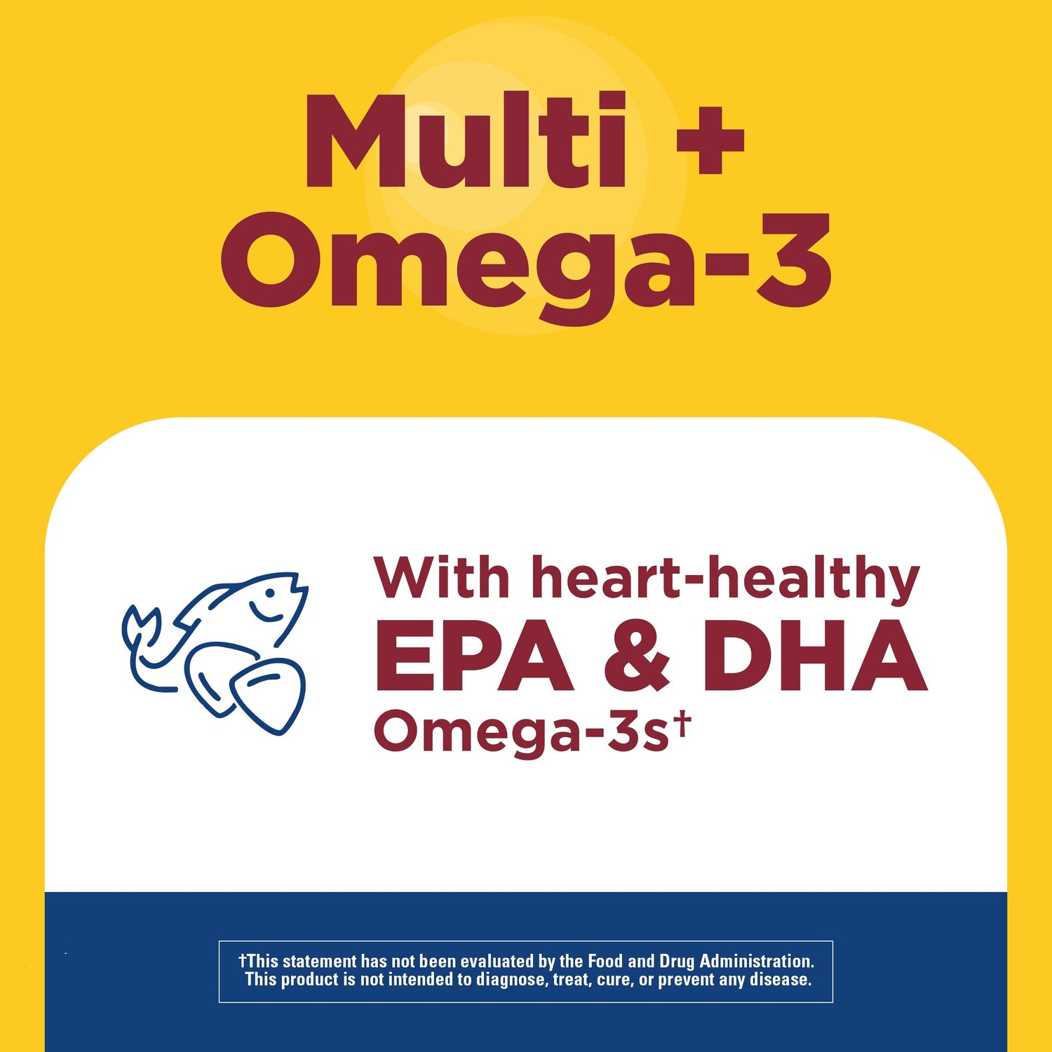 Men's Multi + Omega-3 Gummies | Omega-3 gummies graphic highlighting EPA and DHA for heart health support