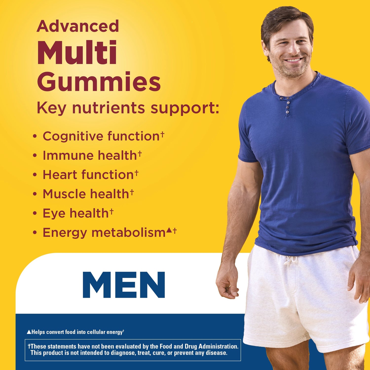 Men's Advanced Multivitamin Gummies | Nature Made Advanced Multi Men Gummies supporting cognitive, immune, heart, muscle, eye health, and energy metabolism