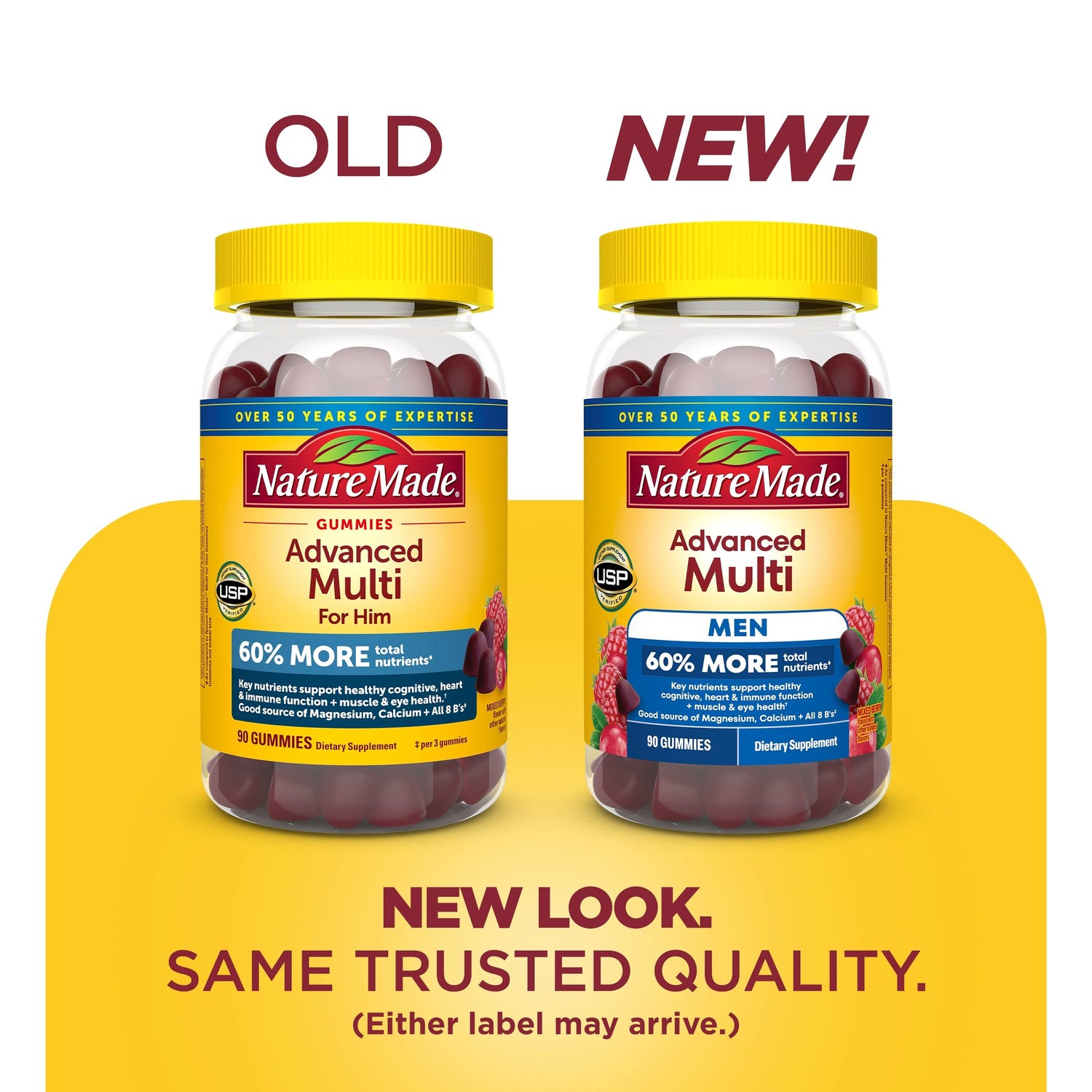 Men's Advanced Multivitamin Gummies | Nature Made Advanced Multi Men Gummies old and new packaging comparison