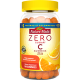 Nature Made Zero Sugar C Gummies bottle with yellow lid and orange slices on label