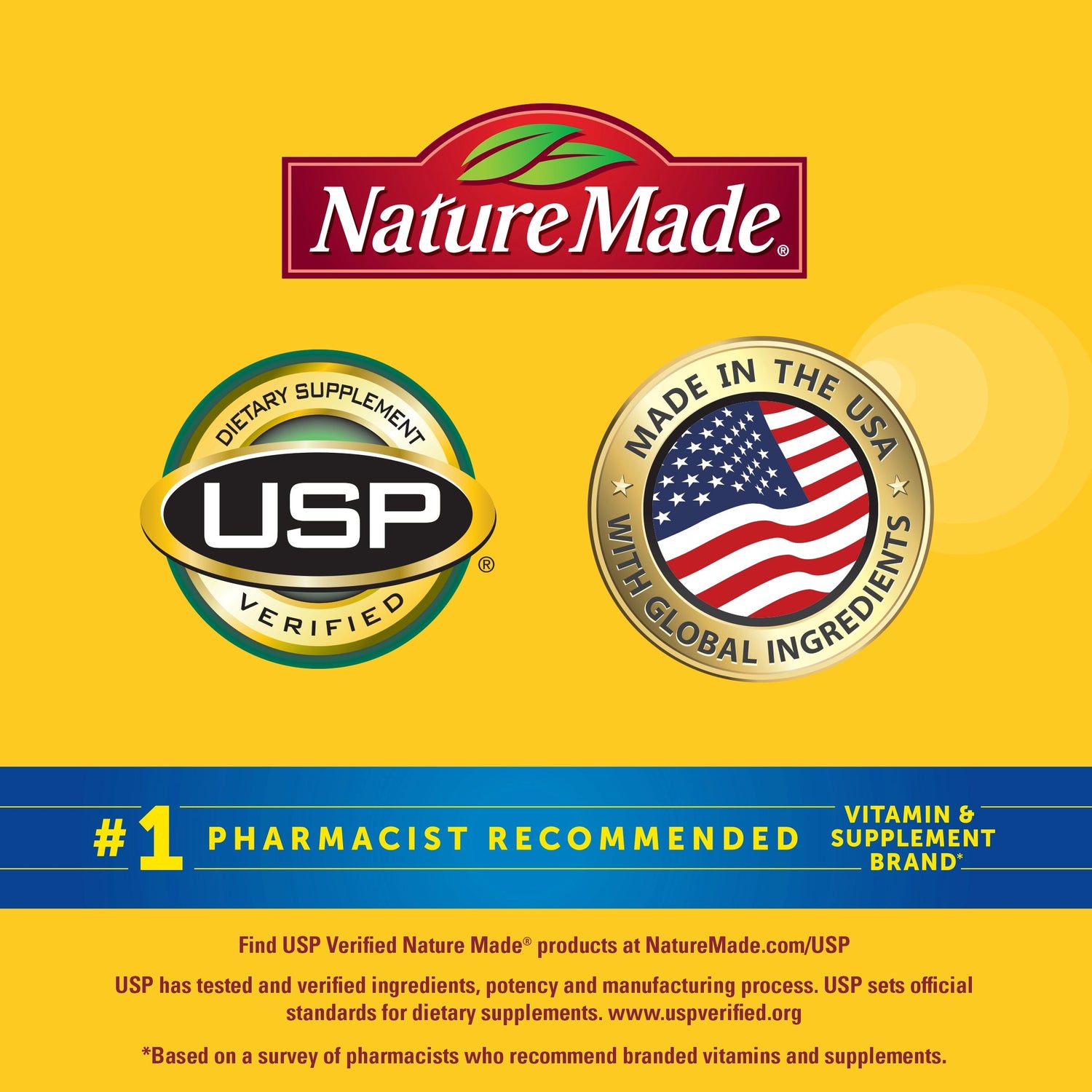 Zero Sugar‡ Melatonin Extra Strength 5 Mg Gummies | Nature Made USP verified and Made in USA badges with #1 pharmacist recommended supplement brand