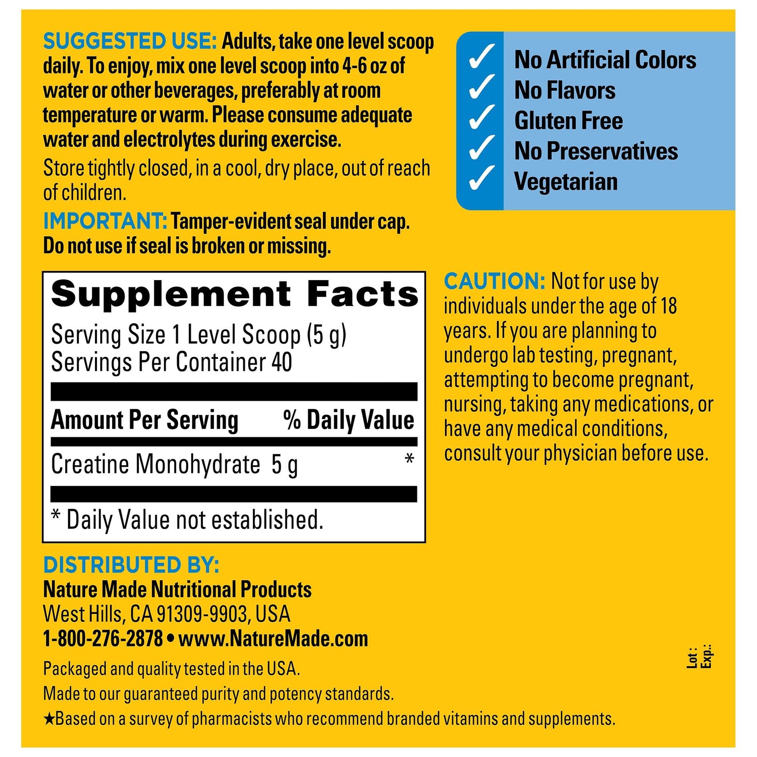 Micronized Creatine Monohydrate 5 g Drink Mix Powder | 40