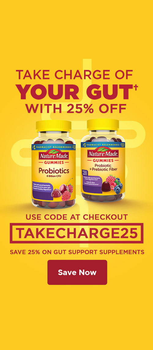 Save 25% off Gut Health supplements with code TAKECHARGE25 at checkout