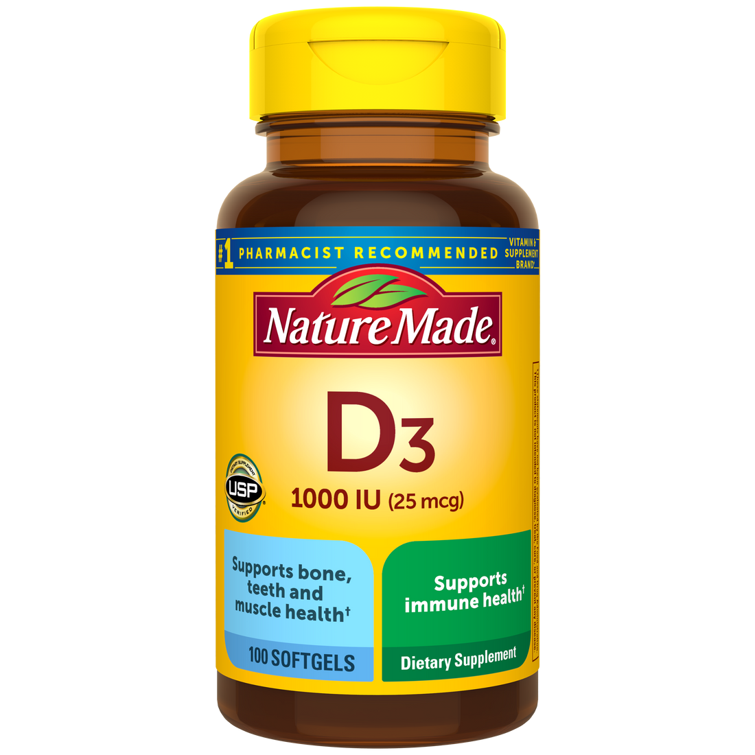 Vitamin D3 25 mcg (1000 IU) Softgels | For Healthy Bones | Nature Made®