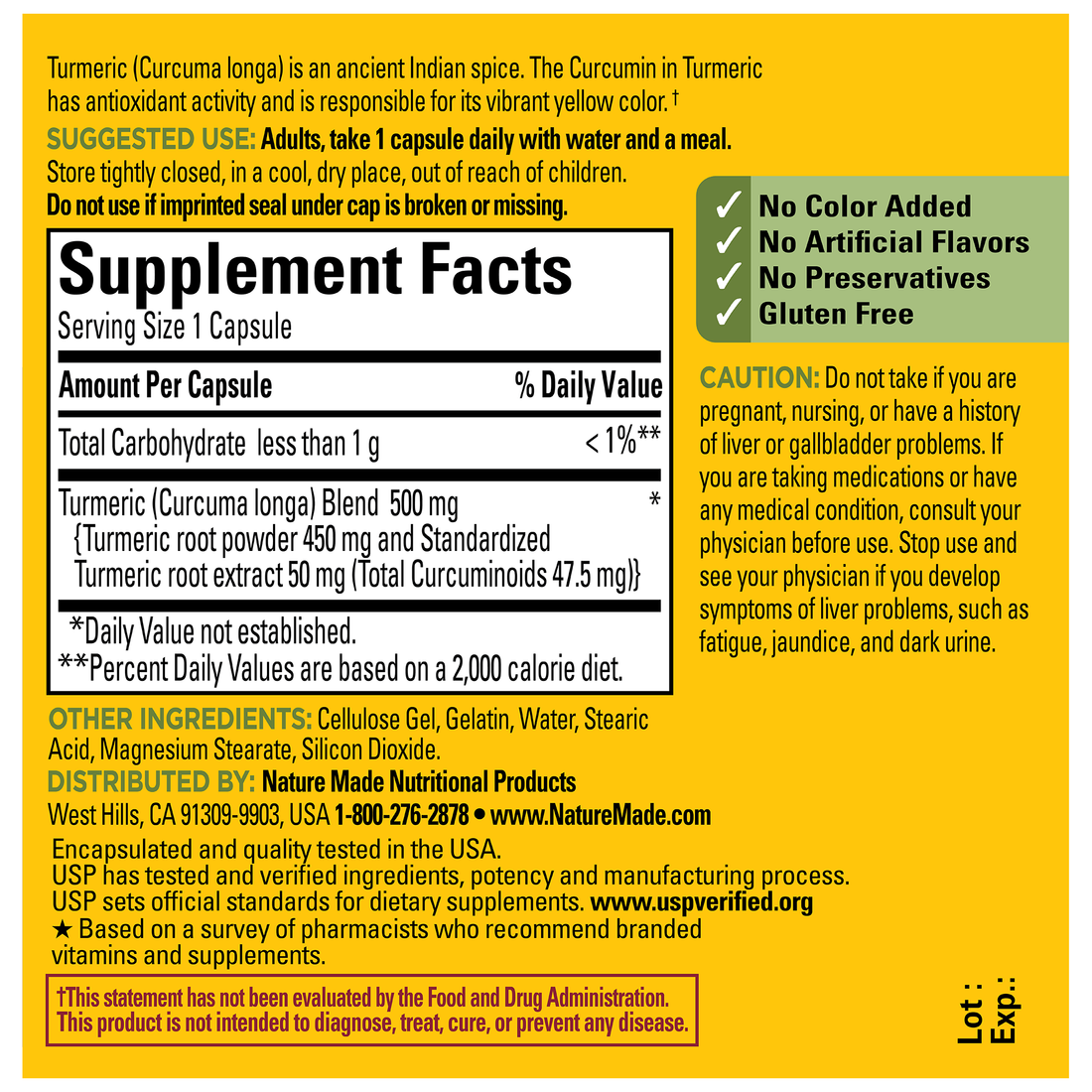 500 mg Turmeric Curcumin Capsules