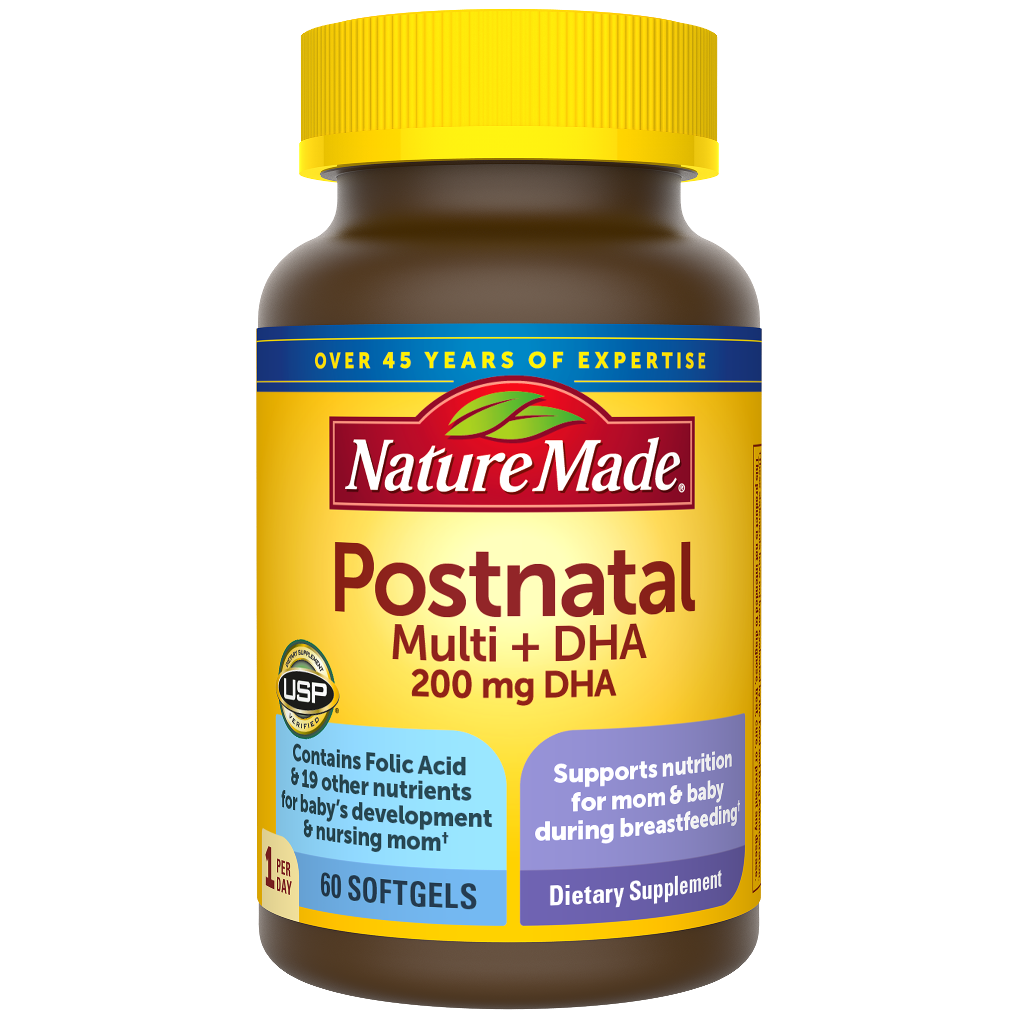 Postnatal Multi + 200 mg DHA Softgels | Includes Folic Acid | Nature Made®